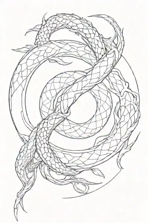 The symbol of ouroboros is located closer to the shoulder, symbolizing infinity and cyclicity. tattoo design idea