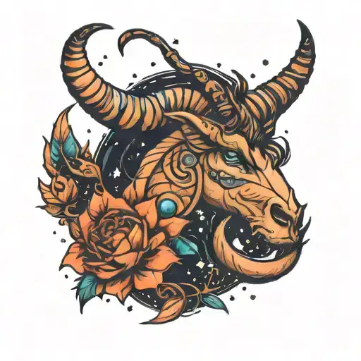 Capricorn constellation merging seamlessly tattoo design idea