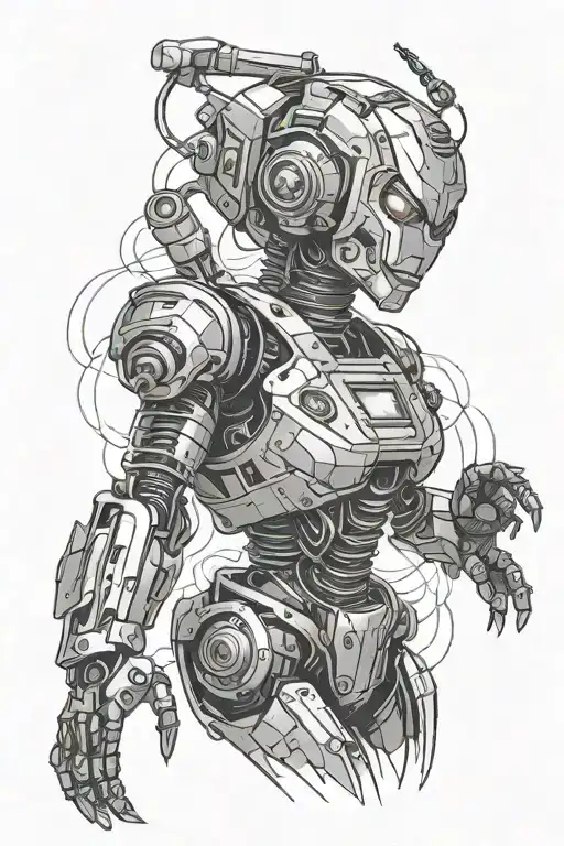 sexy robot tattoo design idea