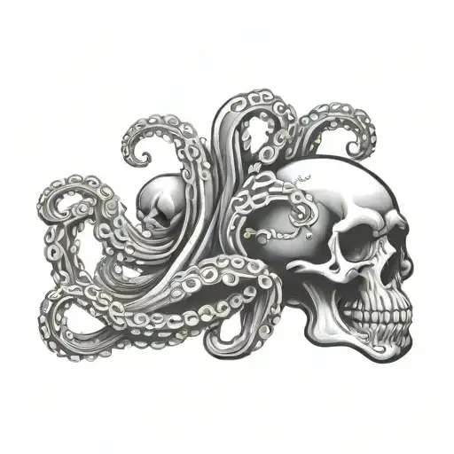 skull octopus tentacles tattoo design idea