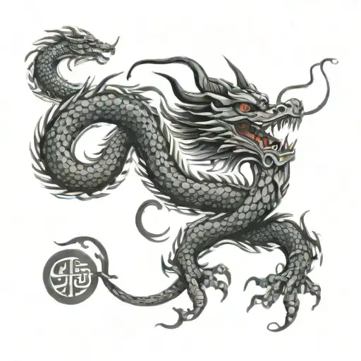Korean style dragon, eternity symbol tattoo design idea