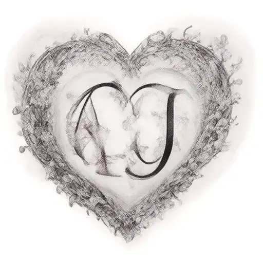 Initials AJ intertwined hearts tattoo design idea