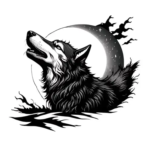 Virgo, wolf howling at the moon,rip, August 24  tattoo design idea