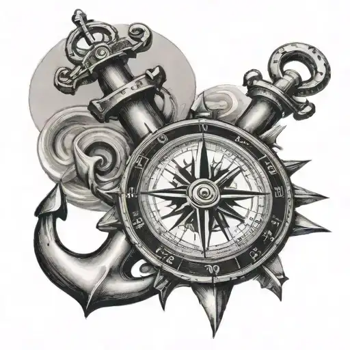 anchor and compass tattoo design idea