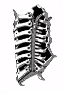 mechanical spine with a zipper partially open tattoo design idea