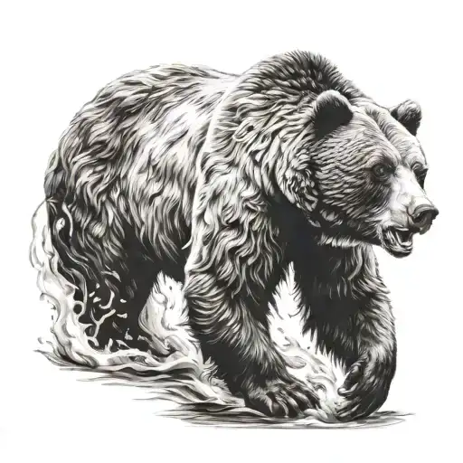 relentless bear charging tattoo design idea