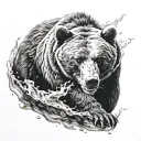 relentless bear charging tattoo design idea