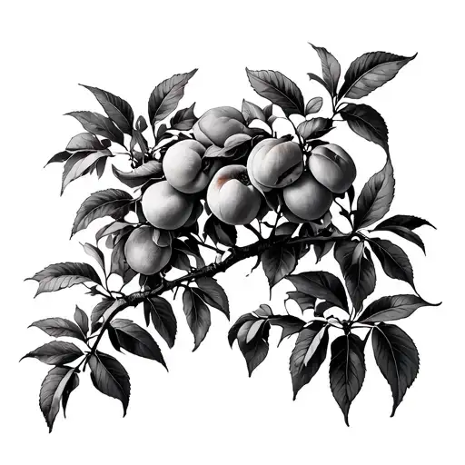 belle of georgia peach tree simple outline tattoo design idea