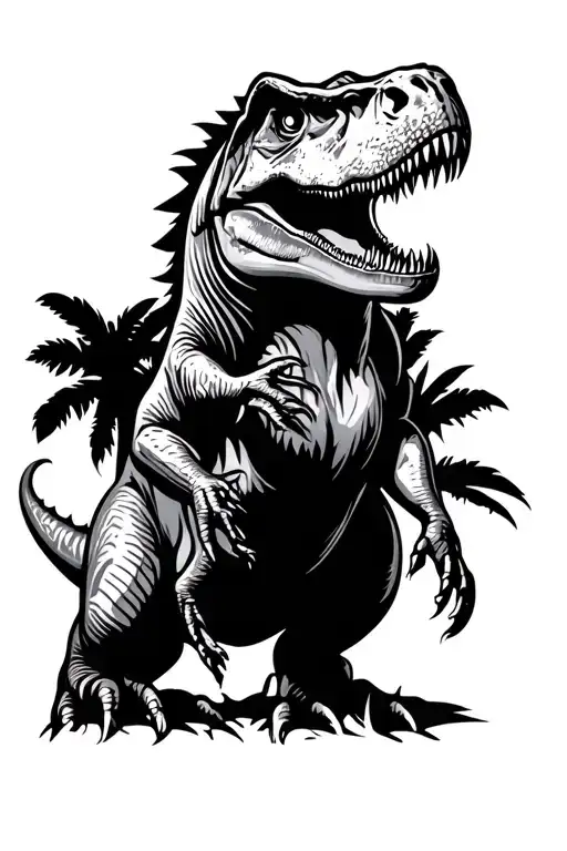 Jurassic Park logo trex tattoo design idea