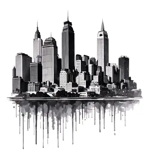 cleveland skyline tattoo design idea