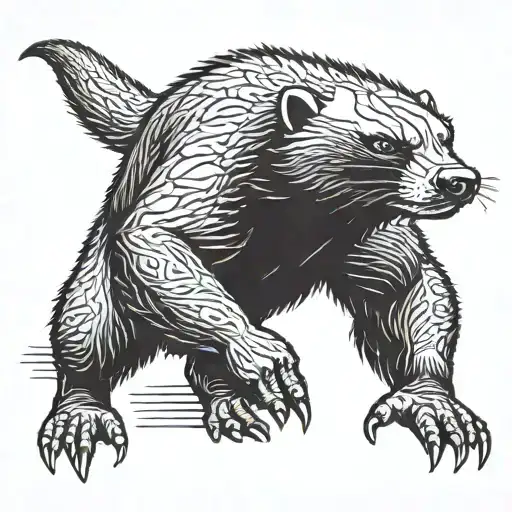 A honey badger in a wrestling stance, ready to fight tattoo design idea