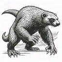 A honey badger in a wrestling stance, ready to fight tattoo design idea