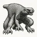 A honey badger in a wrestling stance, ready to fight tattoo design idea