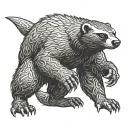 A honey badger in a wrestling stance, ready to fight tattoo design idea