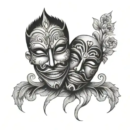 happy and sad mask tattoo design idea