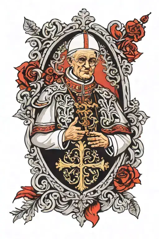 the pope john paul with the polish flag intertwined tattoo design idea