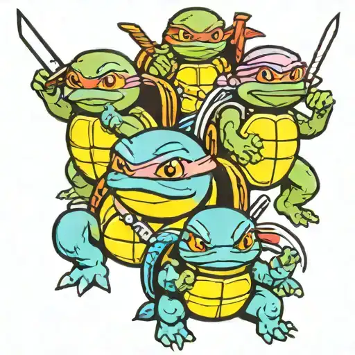 teenage mutant ninja squirtles tattoo design idea