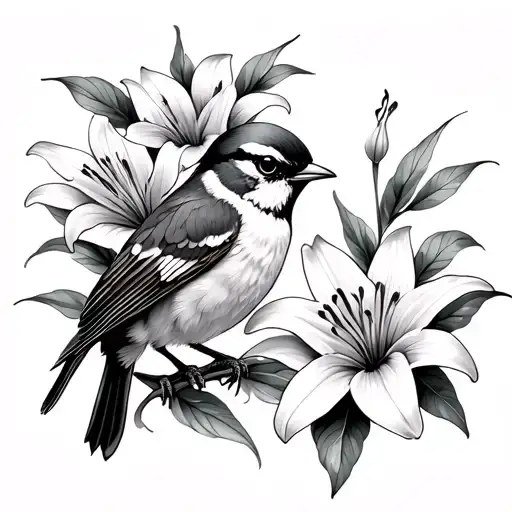 Sparrow And Lily tattoo design idea