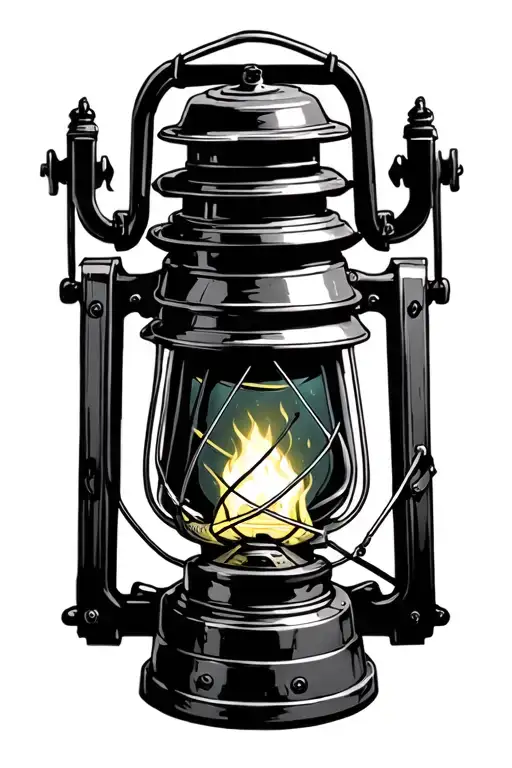 mining lantern standing tattoo design idea