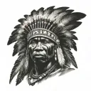 African Warrior With Native American headress tattoo design idea