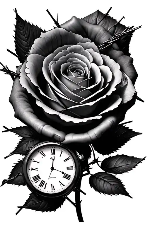 a rose made of barbed wire a broken watch a man a woman and a girl hug them το τριαντάφυλλο το θέλω πάνω από την παλάμη  tattoo design idea