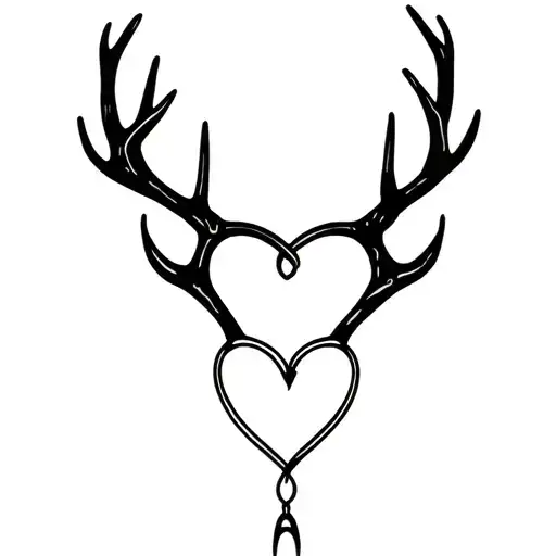 deer antlers making a heart with a fish hook Add I love you baby girl ~dad tattoo design idea