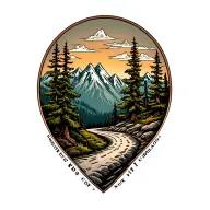 Winding Road and pine trees into mountains  tattoo design idea