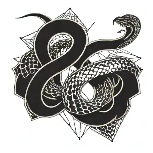 snake, coiled around a heart that bites the heart and heart that crumbles at the bite site tattoo design idea
