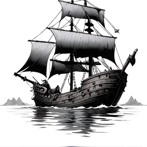 Sunken Pirate Ship tattoo design idea
