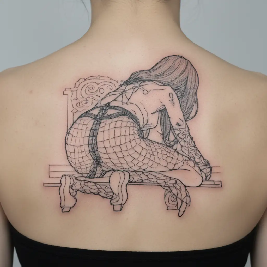 bend over,slim thick goth girl,emo, nude,sexy,lingerie,introverted,,long black hair, naked,fishnet,skirt,big butt,nails tattoo design idea