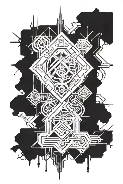 cyber sigilism tattoo design idea