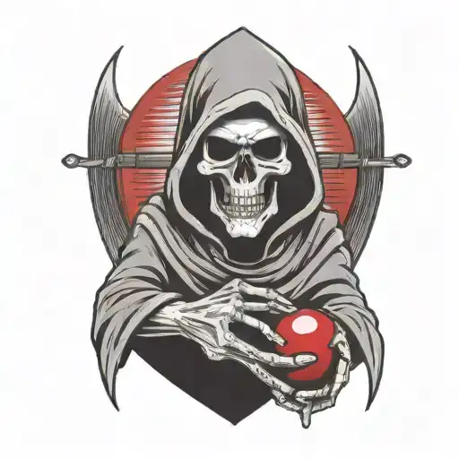 grim reaper holding a red pill tattoo design idea