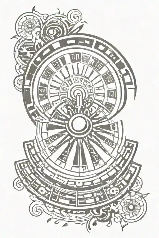 Roulette wheel surrounded tattoo design idea