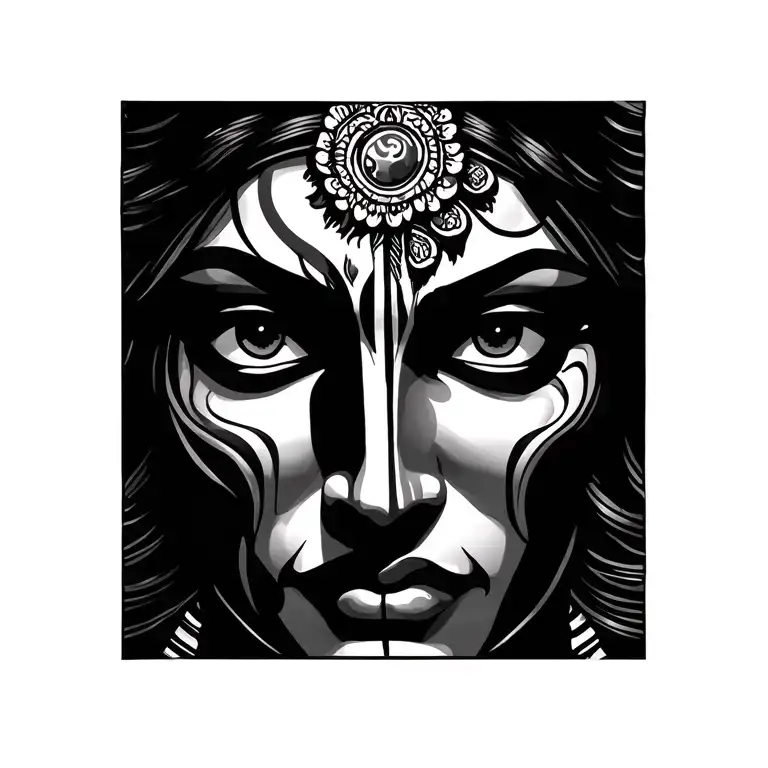 hand half face Kali shiva tattoo tattoo design idea