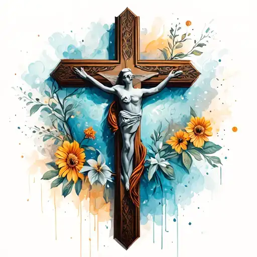 cross everything happens for a reason  tattoo design idea