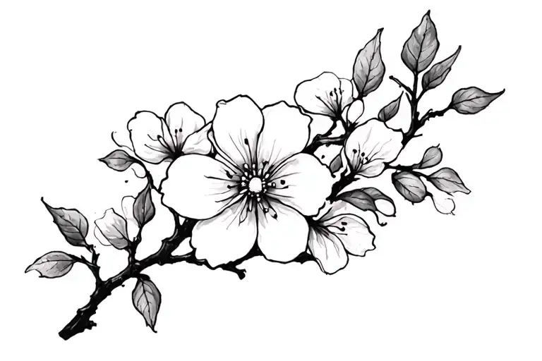 dogwood flowers and branches tattoo design idea