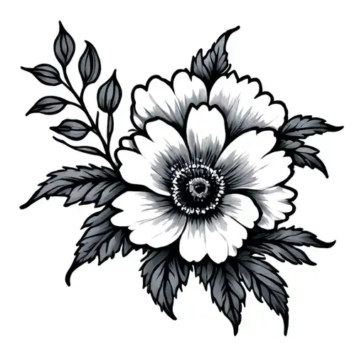 September And April Birth Flower tattoo design idea