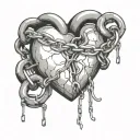 human heart with a chain wrapped around it and a lock tattoo design idea