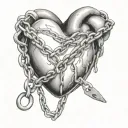 human heart with a chain wrapped around it and a lock tattoo design idea