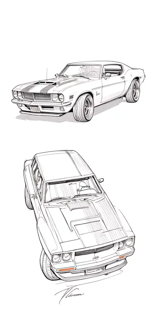 muscle car, hot rod, race car tattoo design idea