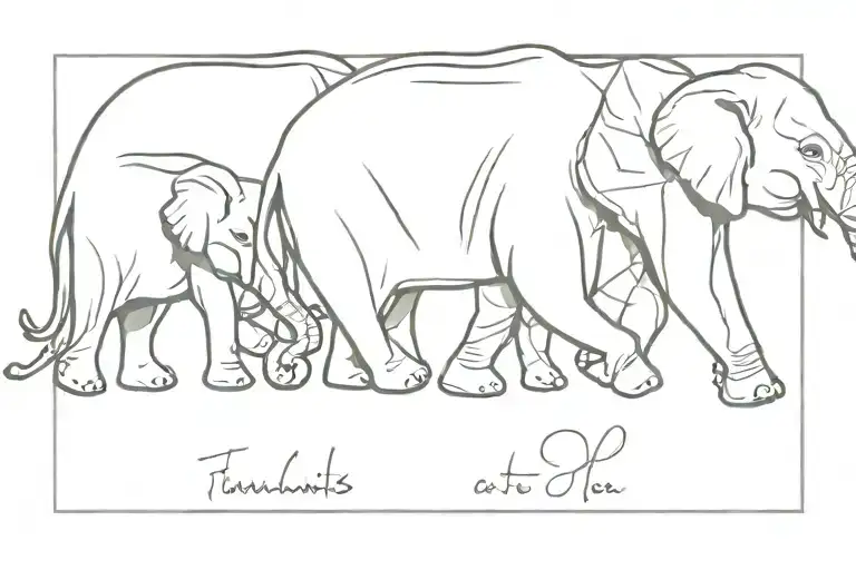 four elephants walking in a line tattoo design idea