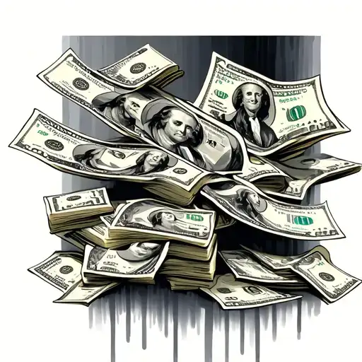 road to rich way to money raining tattoo design idea