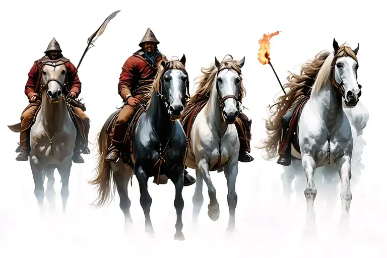 4 horsemen of the apocalypse riders tattoo design idea