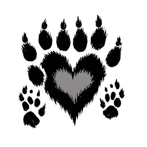 wolf paw prints shaped like a love heart  tattoo design idea