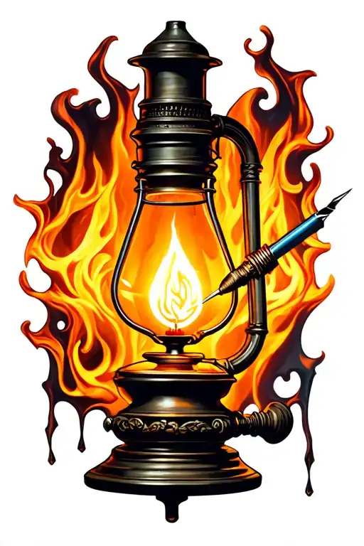 "Firelight Tattoo & Piercing" "Firelight Tattoo & Piercing" oil lamp with tattoo needle tattoo design idea