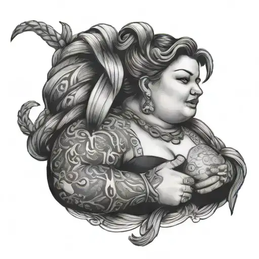 chubby lady ropes tattoo design idea