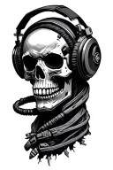 space skull wearing headphones tattoo design idea