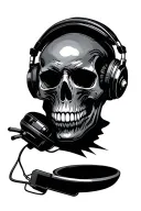space skull wearing headphones tattoo design idea