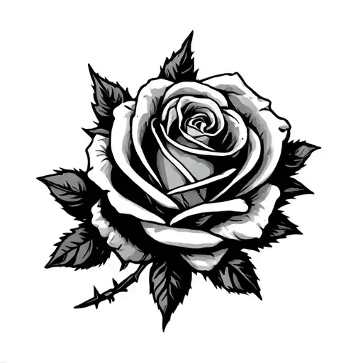 rose barbed wire wrapped tattoo design idea