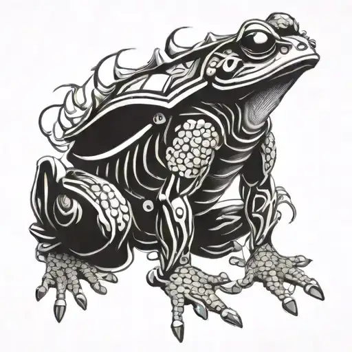 samurai frog atached tattoo design idea